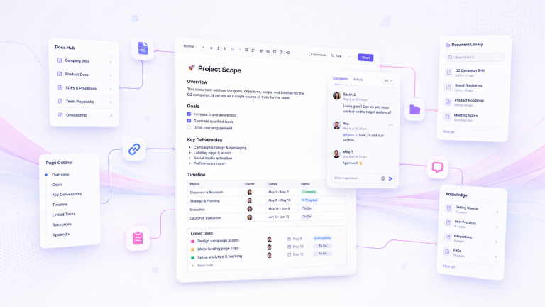 ClickUp Docs: como unir documentos, tarefas e contexto em um só lugar