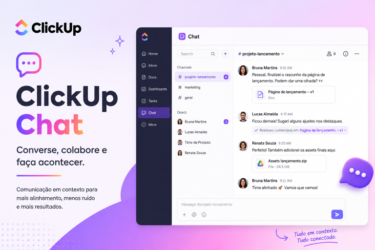 ClickUp Chat: conversa e trabalho no mesmo fluxo
