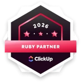 Selo de Parceiro Ruby do ClickUp, 2026
